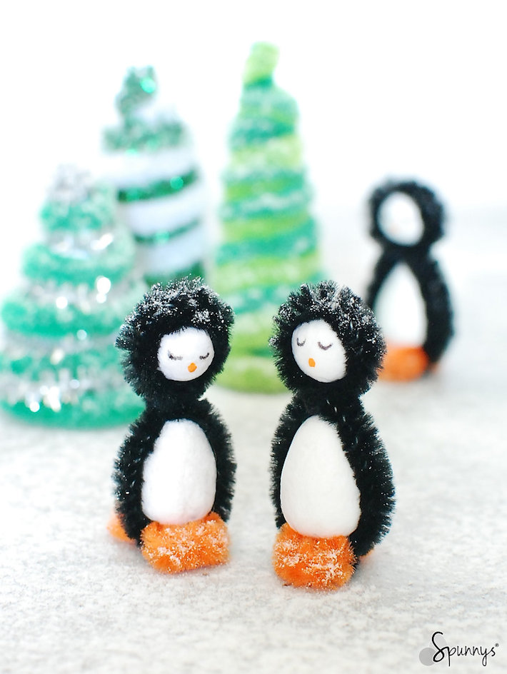 How to make Pipe Cleaner Penguins - SPUNNYS winter DIY Crafts