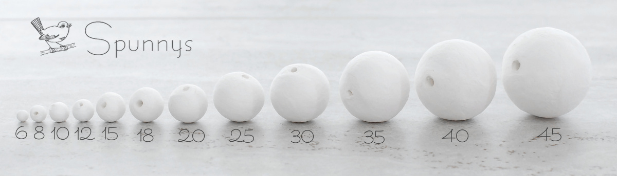 Pack of 100 spun cotton balls ø 12 mm for DIY crafts • SPUNNYS