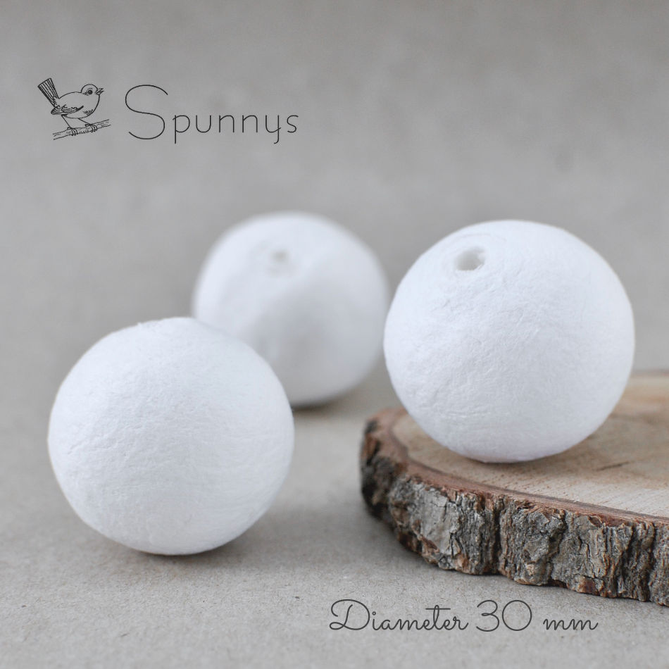Pack of 50 spun cotton balls ø 30mm white • SPUNNYS