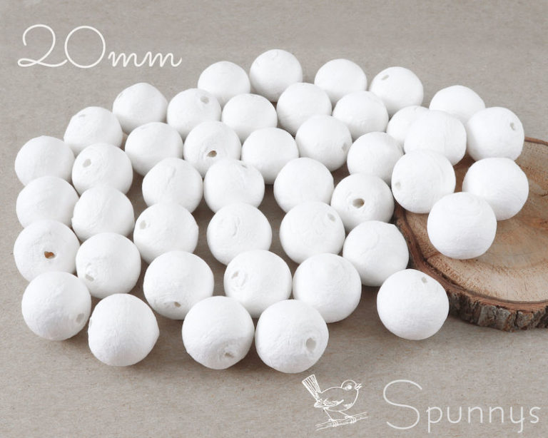 4 Large Round Spun Cotton Balls ~ 1-3/8 ~ 36 mm